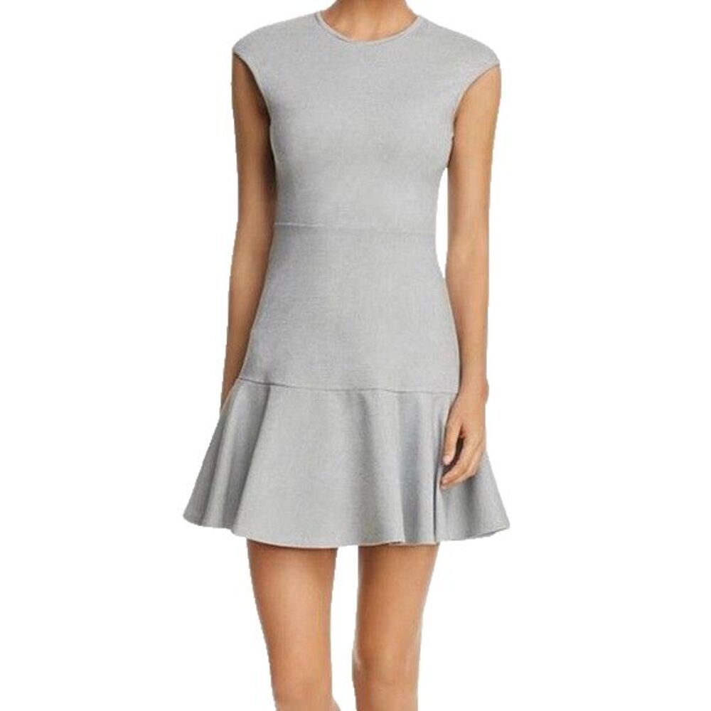 New Theory Womens Essential Flare Mini Dress in Fixture Ponte Stripe Size 2